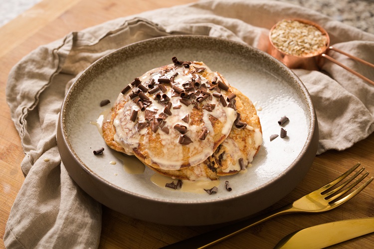 Oat Chocolate Chip Tahini and Banana Pancakes