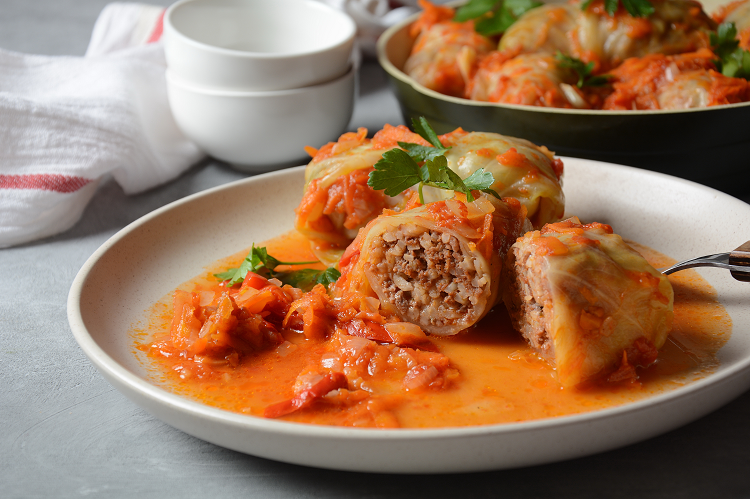 Cabbage rolls on plate