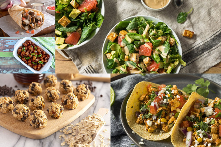 Collage of recipes using soy